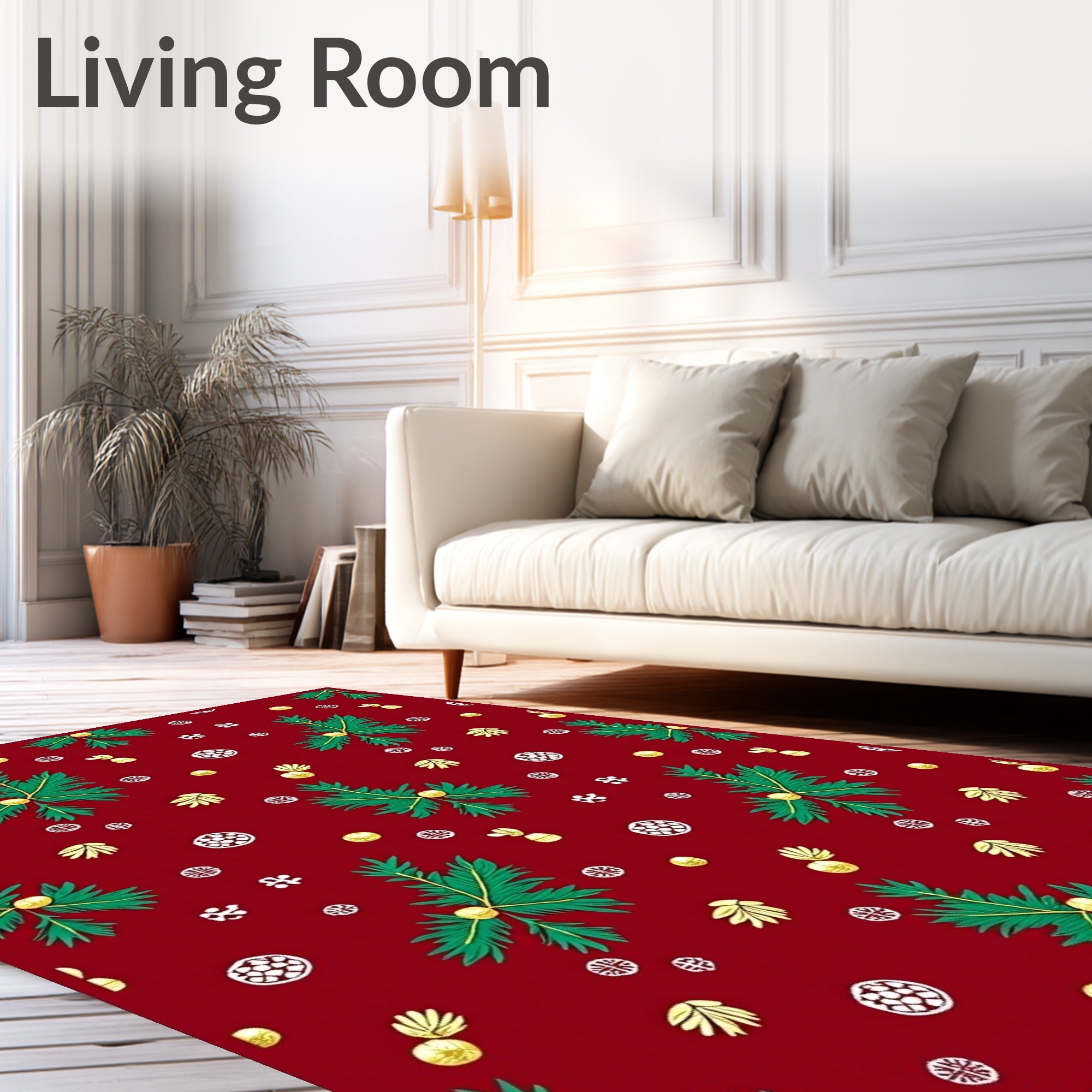Red Green Gold Holiday Botanical Medley Rug