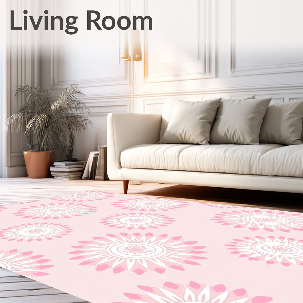Sweet Pink Floral Medallion Garden Rug