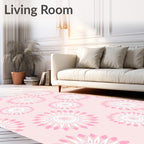 Sweet Pink Floral Medallion Garden Rug