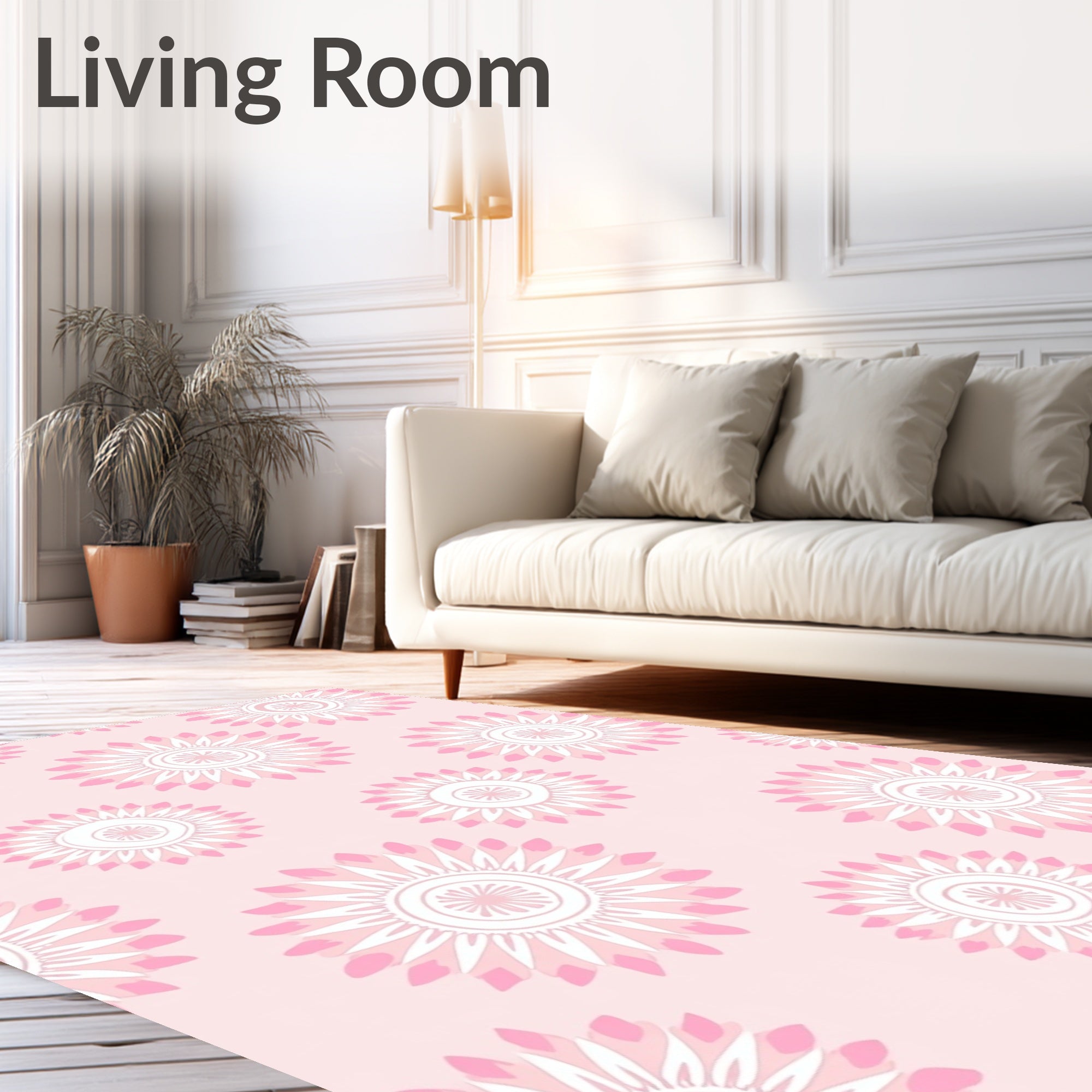 Sweet Pink Floral Medallion Garden Rug