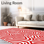 Bold Red Abstract Swirls Rug