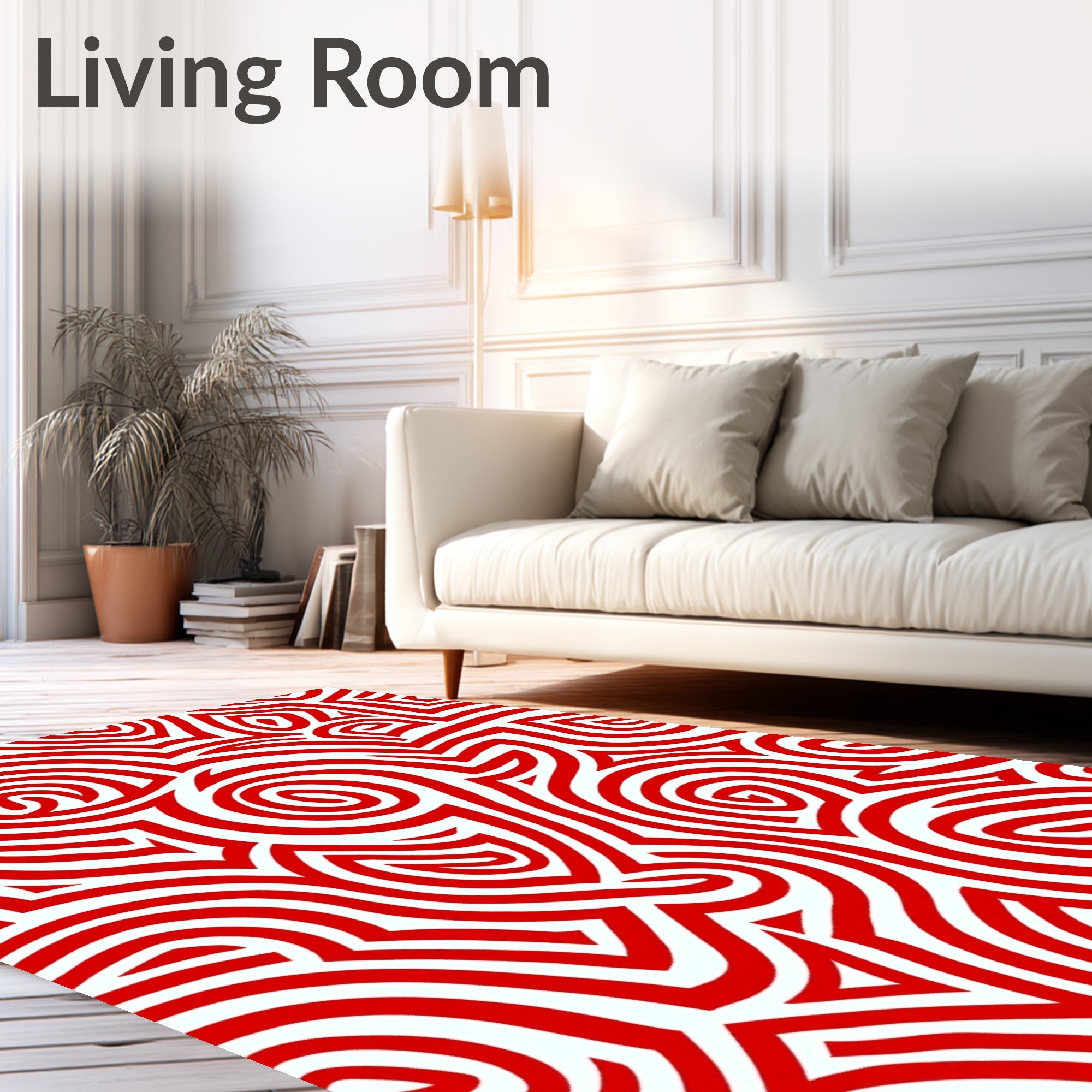 Bold Red Abstract Swirls Rug