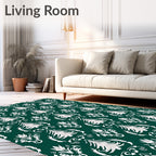 Festive White Christmas Tree Scrollwork Rug