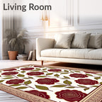 Crimson Rose Vine Garden Rug