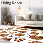 Gingerbread Houses With Snowflakes White Rug