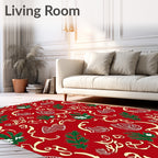 Crimson Evergreen Foliage Swirl Rug