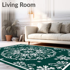Winter Forest Snowflake Mandala Rug