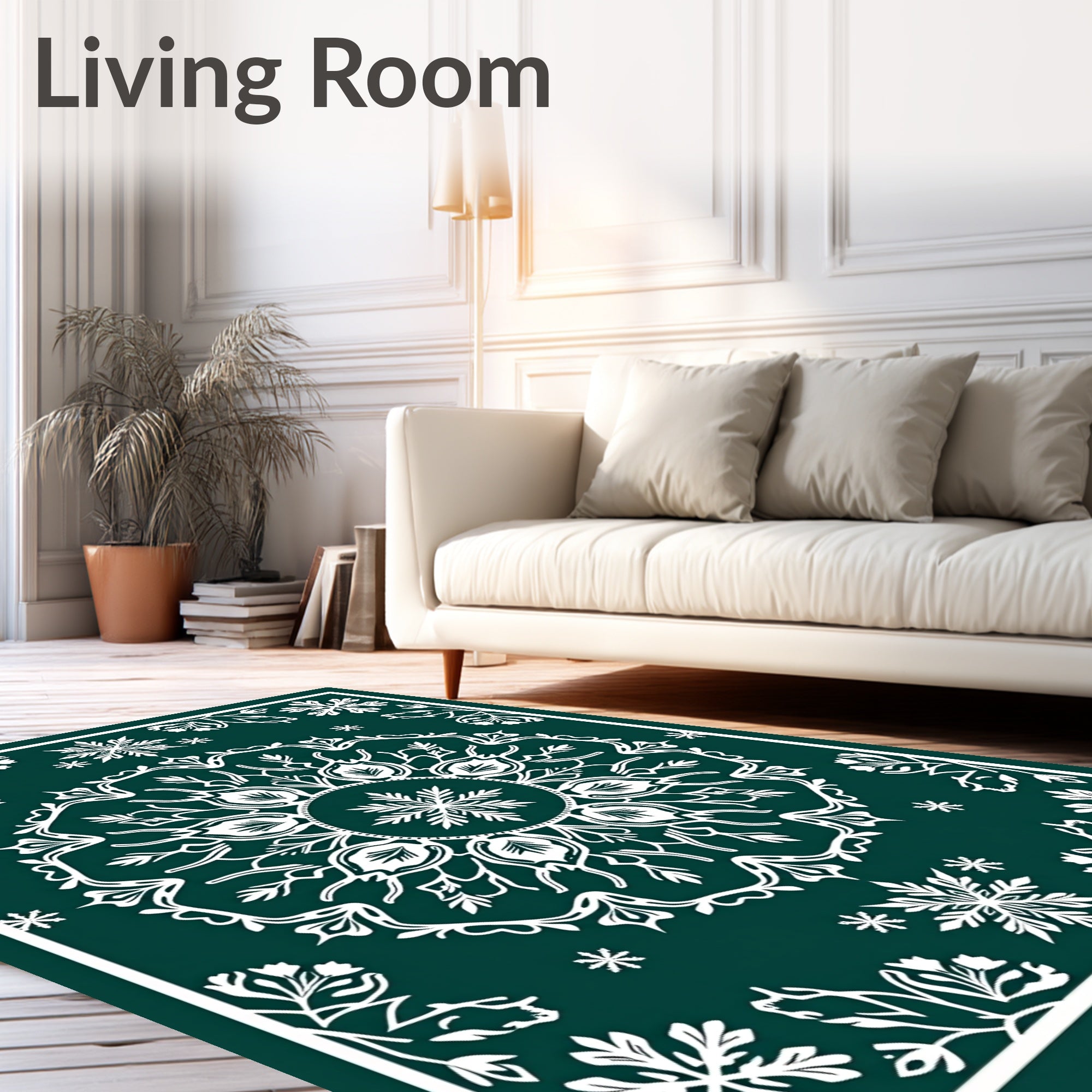 Winter Forest Snowflake Mandala Rug