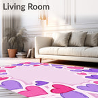 Pink Purple Hearts Border Rug