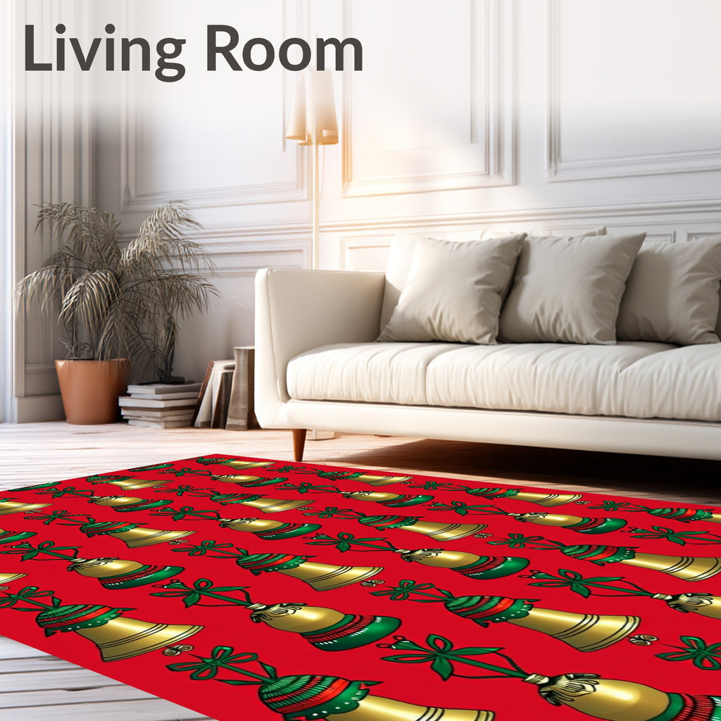 Golden Bells with Green Ribbons Rug