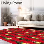Golden Bells with Green Ribbons Rug