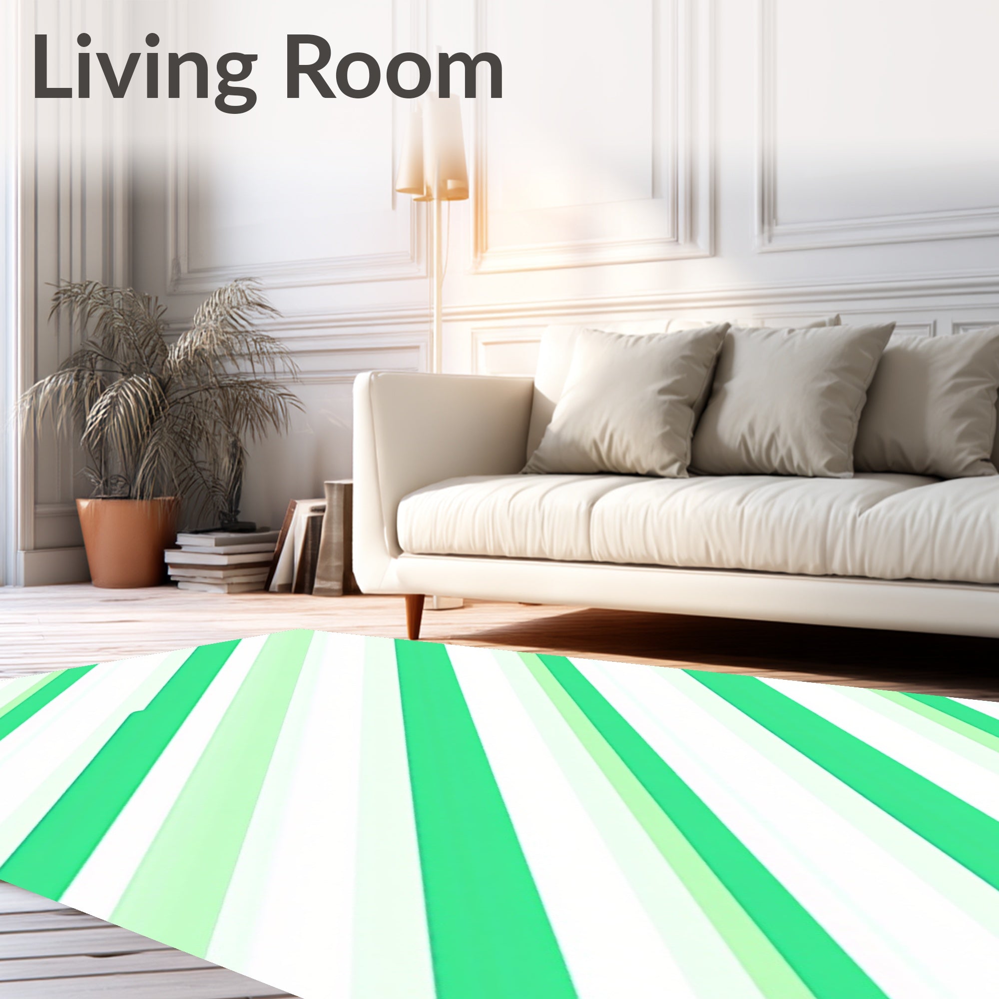 Fresh Green Diagonal Stripe Rug