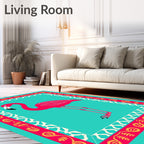 Vibrant Pink Flamingo Tropical Border Rug