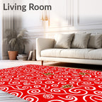Festive Red Swirl Gingerbread Cookies Rug