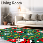 Whimsical Christmas Gnomes Holly Snowflakes Rug
