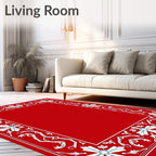Crimson White Floral Border Rug