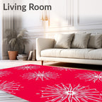 Vibrant Red Starburst Medallion Rug