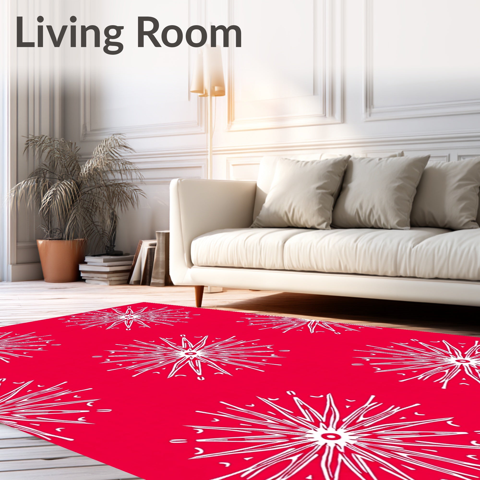 Vibrant Red Starburst Medallion Rug