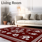 Crimson White Floral Medallion Harmony Rug