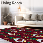 Crimson Emerald Star Lantern Floral Rug