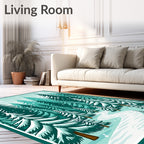 Winter Forest Snowy Evergreen Path Rug