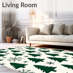 Dark Green Evergreen Snowflake Repeat Rug
