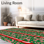 Red White Green Candy Cane Swirls Rug