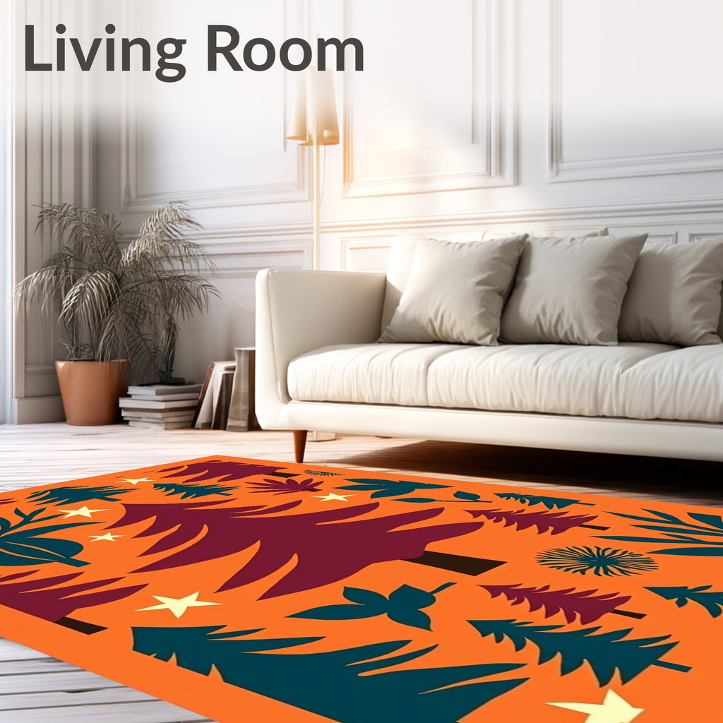 Abstract Evergreen Forest Starry Night Rug