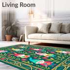 Whimsical Gnome Floral Spring Garden Rug