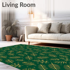 Emerald Green Pine Needle Botanical Rug