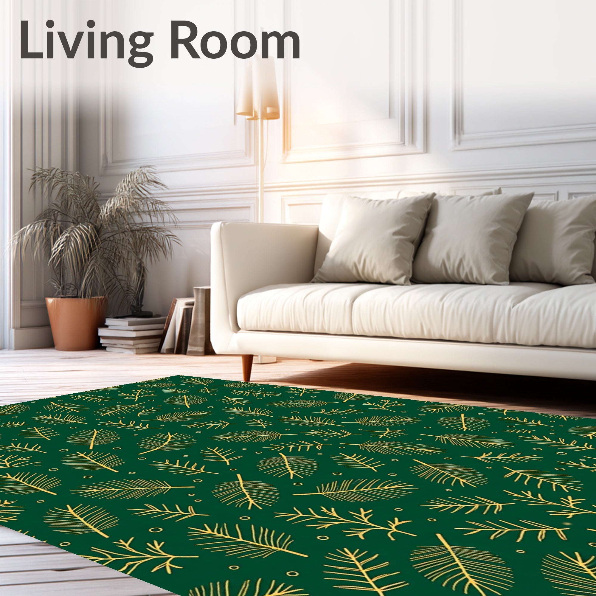Emerald Green Pine Needle Botanical Rug