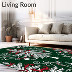 Festive Red White Evergreen Ornaments Rug