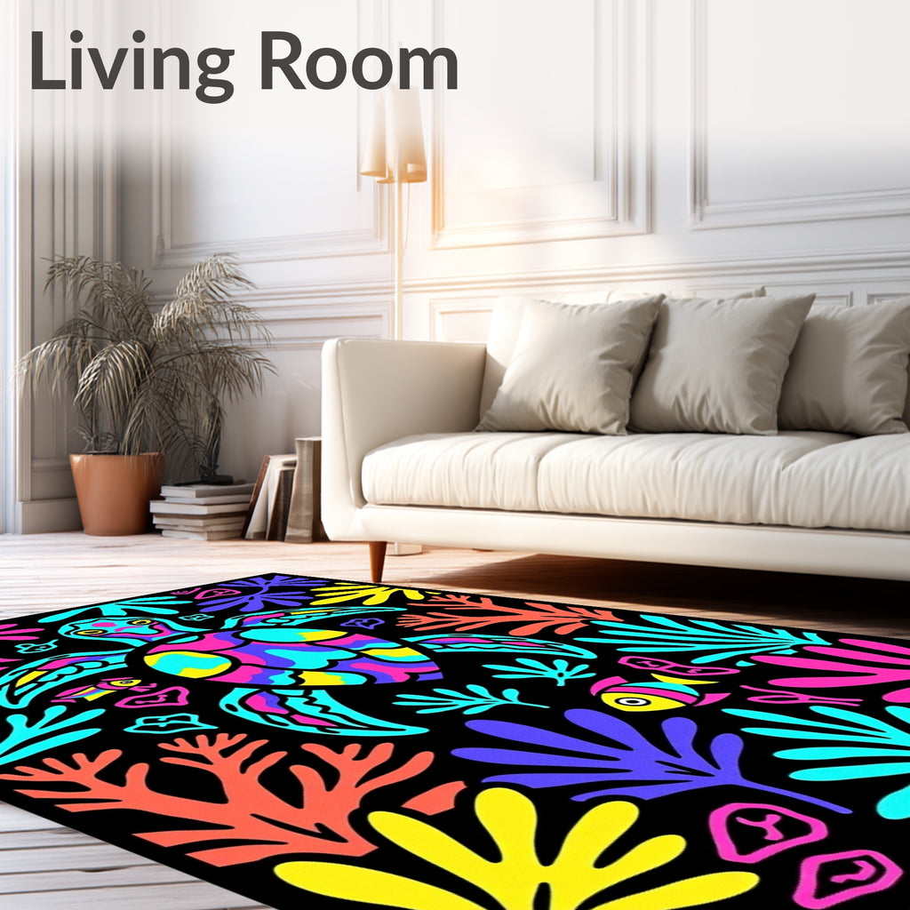 Colorful Sea Turtle Aquatic Life Rug