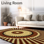 Brown Sunburst Circular Geometric Rug
