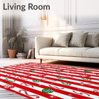 Red White Striped Festive Candy Collage Rug