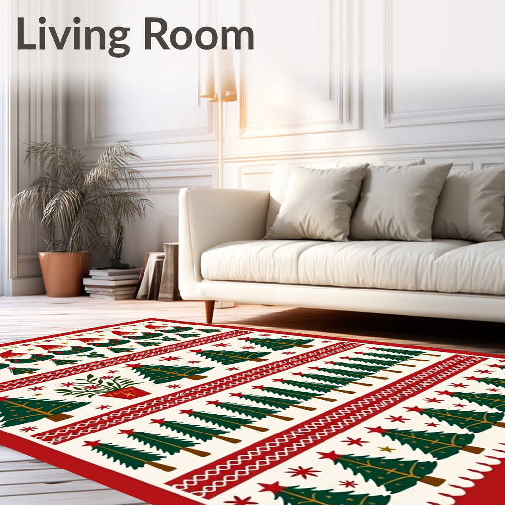 Christmas Gnomes And Trees Textile Rug