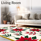 Red Poinsettia Leafy Sprig Collage Rug