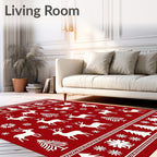 Christmas Reindeer Snowflake Forest Rug