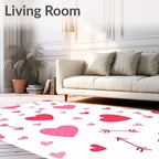 Pink Hearts and Arrows All Over Rug