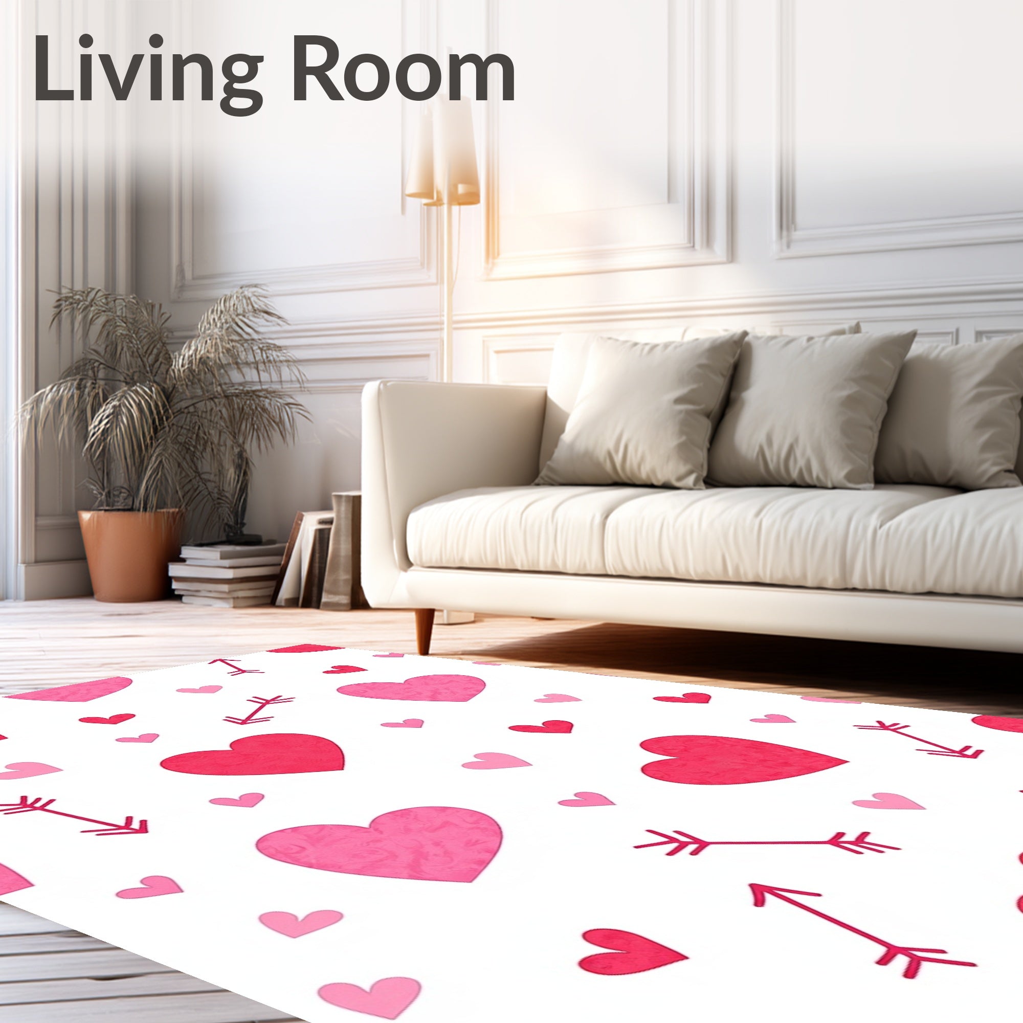 Pink Hearts and Arrows All Over Rug