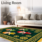 Festive Green Elves Snowflake Border Rug