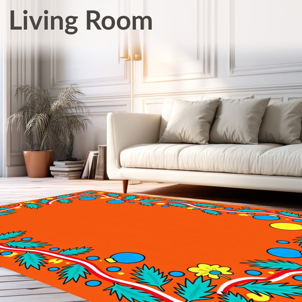 Festive Orange Tree Bauble Garland Rug