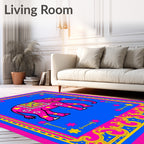 Vibrant Pink Elephant Medallion Border Rug
