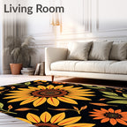 Golden Yellow Sunflower Garden Print Rug