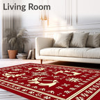 Crimson Horse Heart Folk Rug