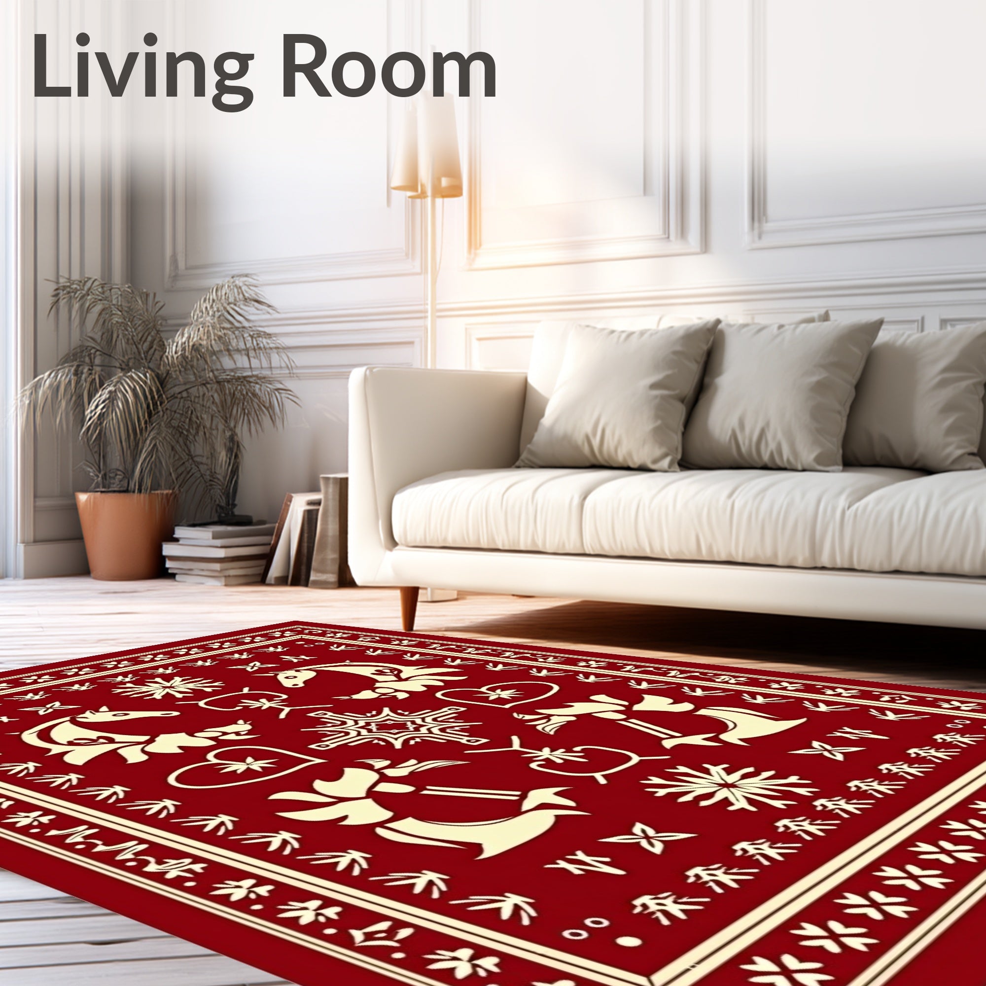 Crimson Horse Heart Folk Rug