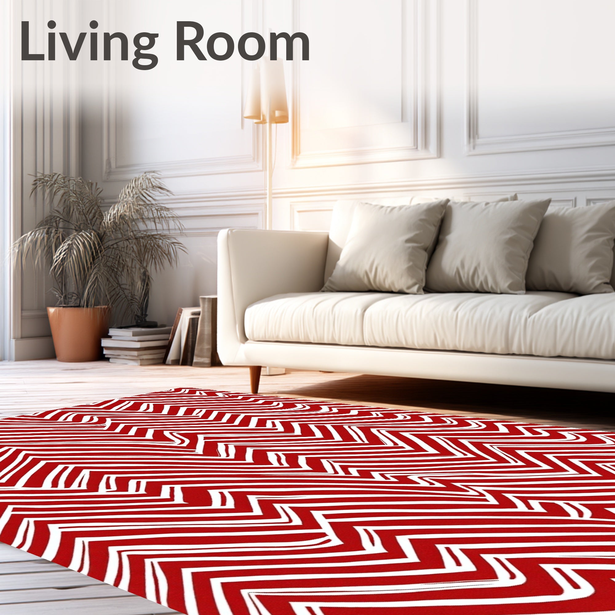 Bold Red Jagged Stripe Rug