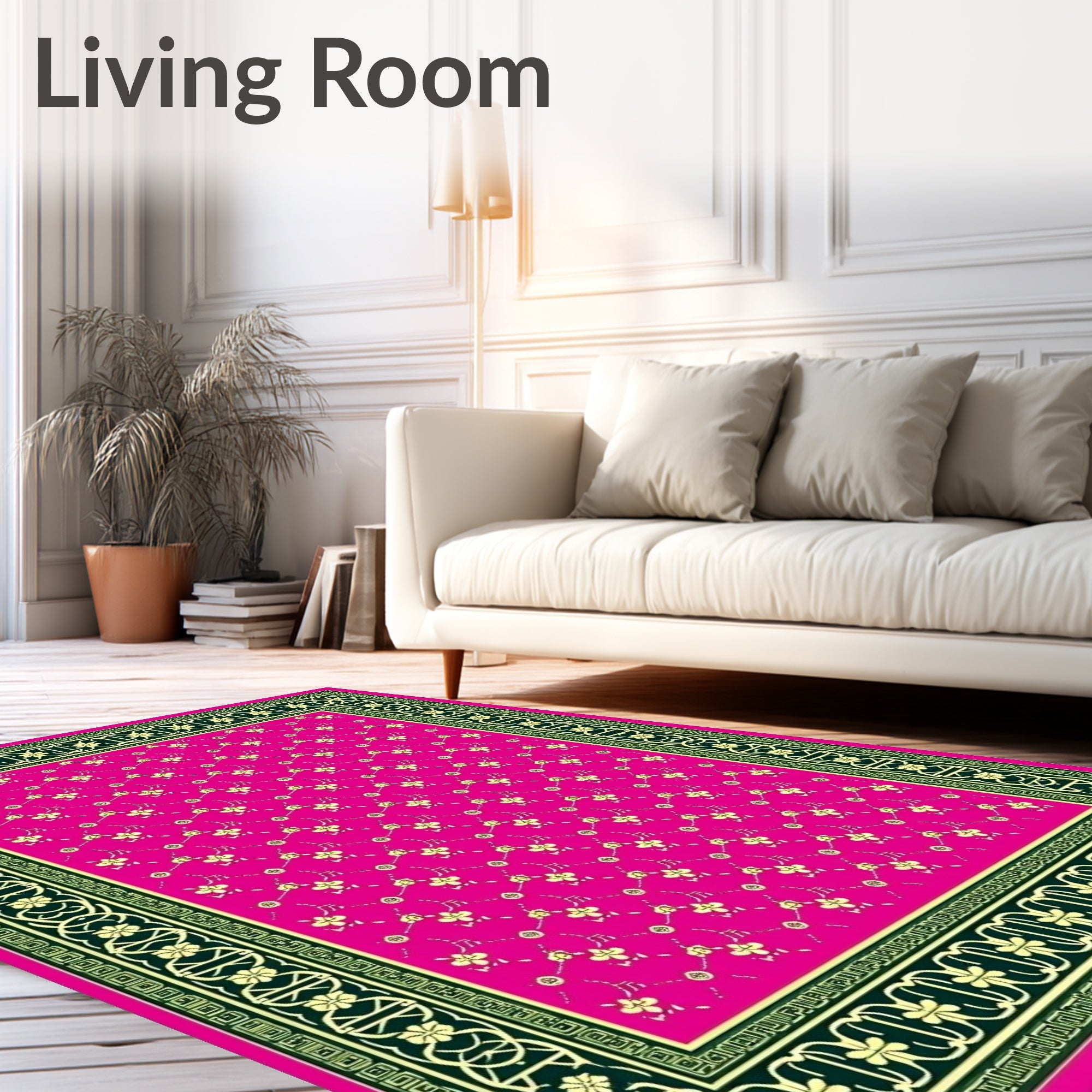 Vibrant Pink Floral Net Rug