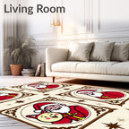 Festive Santa Claus Portraits with Stars Rug