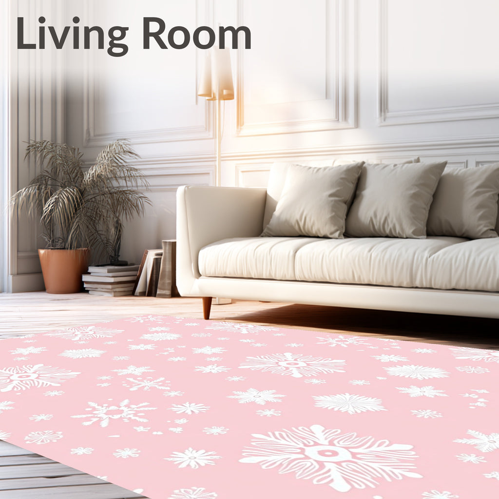 Pale Pink Falling Snowflakes Rug